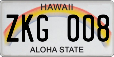 HI license plate ZKG008