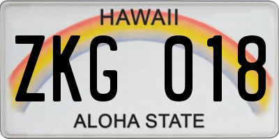 HI license plate ZKG018