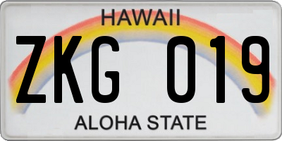 HI license plate ZKG019