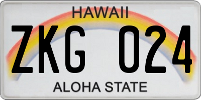 HI license plate ZKG024