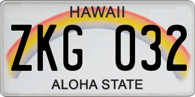 HI license plate ZKG032