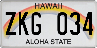 HI license plate ZKG034