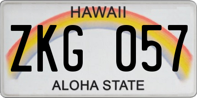 HI license plate ZKG057