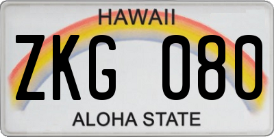 HI license plate ZKG080