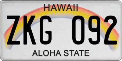 HI license plate ZKG092