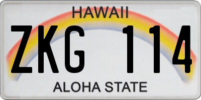 HI license plate ZKG114