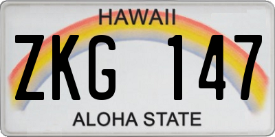 HI license plate ZKG147