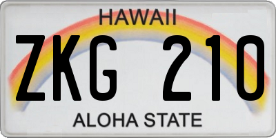 HI license plate ZKG210