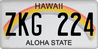 HI license plate ZKG224