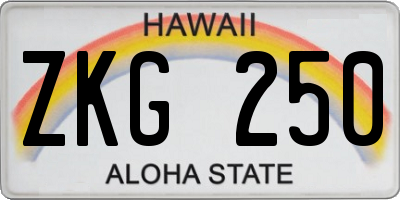HI license plate ZKG250
