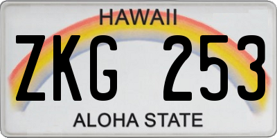 HI license plate ZKG253