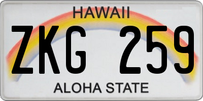 HI license plate ZKG259