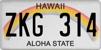 HI license plate ZKG314