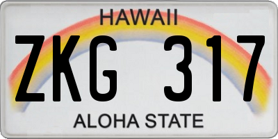 HI license plate ZKG317