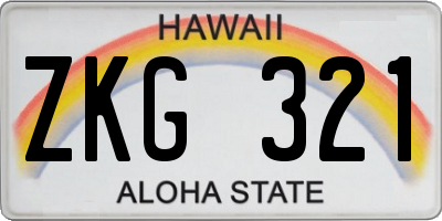 HI license plate ZKG321