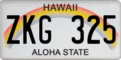 HI license plate ZKG325