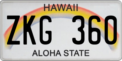 HI license plate ZKG360