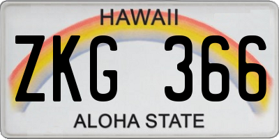 HI license plate ZKG366