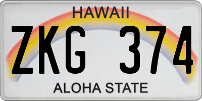 HI license plate ZKG374