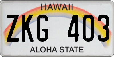 HI license plate ZKG403