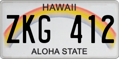 HI license plate ZKG412