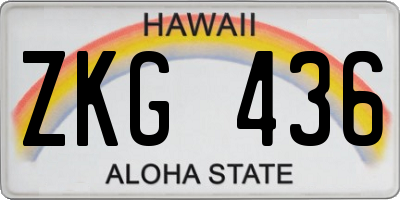 HI license plate ZKG436