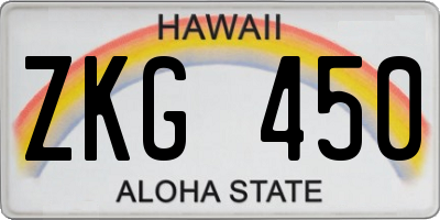HI license plate ZKG450