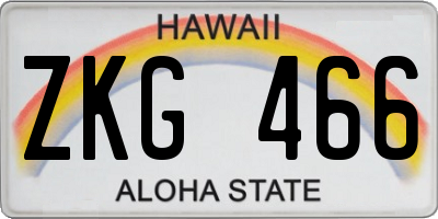 HI license plate ZKG466