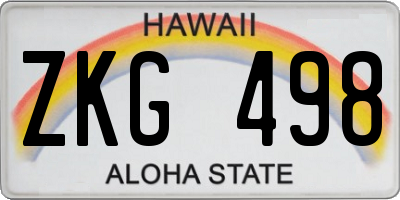 HI license plate ZKG498