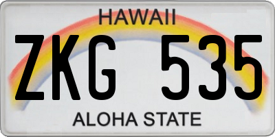 HI license plate ZKG535