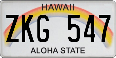 HI license plate ZKG547
