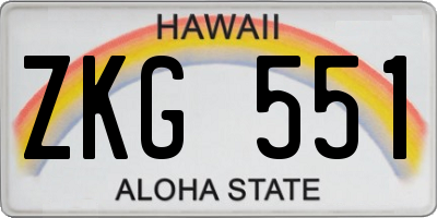 HI license plate ZKG551