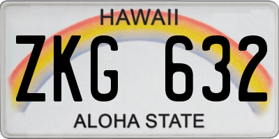 HI license plate ZKG632