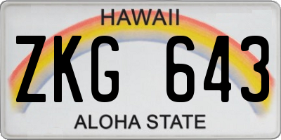 HI license plate ZKG643