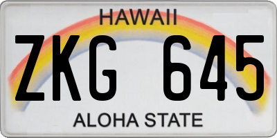 HI license plate ZKG645