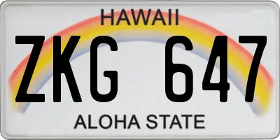 HI license plate ZKG647