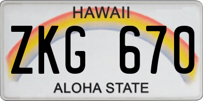 HI license plate ZKG670