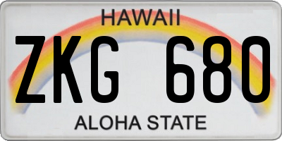 HI license plate ZKG680