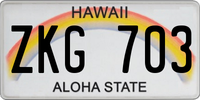 HI license plate ZKG703