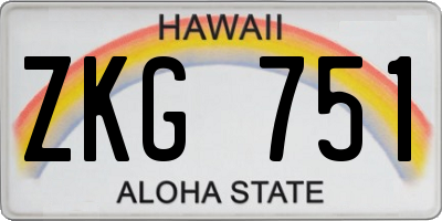 HI license plate ZKG751
