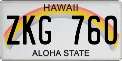 HI license plate ZKG760