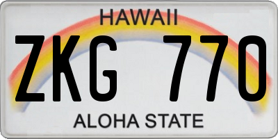 HI license plate ZKG770