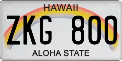 HI license plate ZKG800