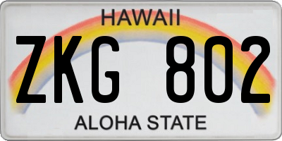 HI license plate ZKG802