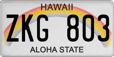 HI license plate ZKG803