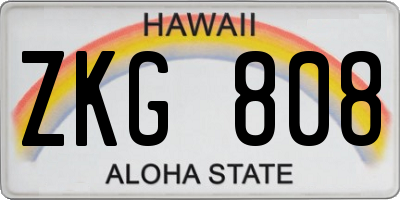 HI license plate ZKG808