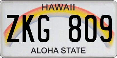 HI license plate ZKG809