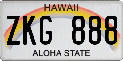 HI license plate ZKG888