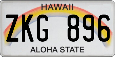 HI license plate ZKG896