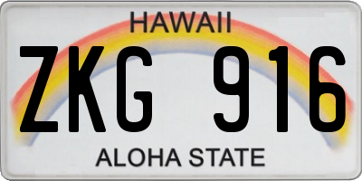 HI license plate ZKG916